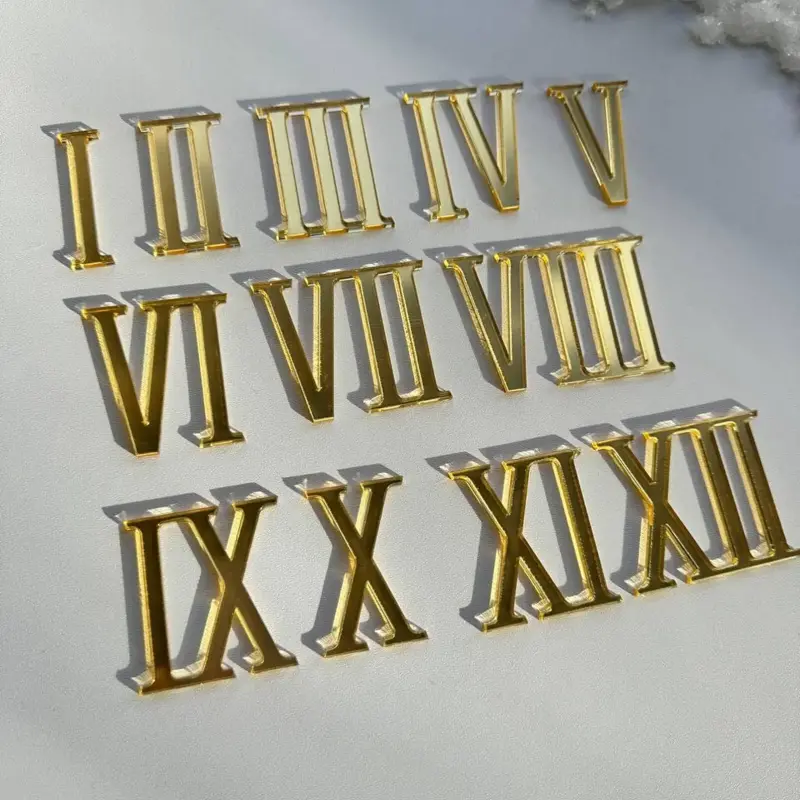 Gold Mirror Acrylic Clock Numbers Kit for DIY Clocks