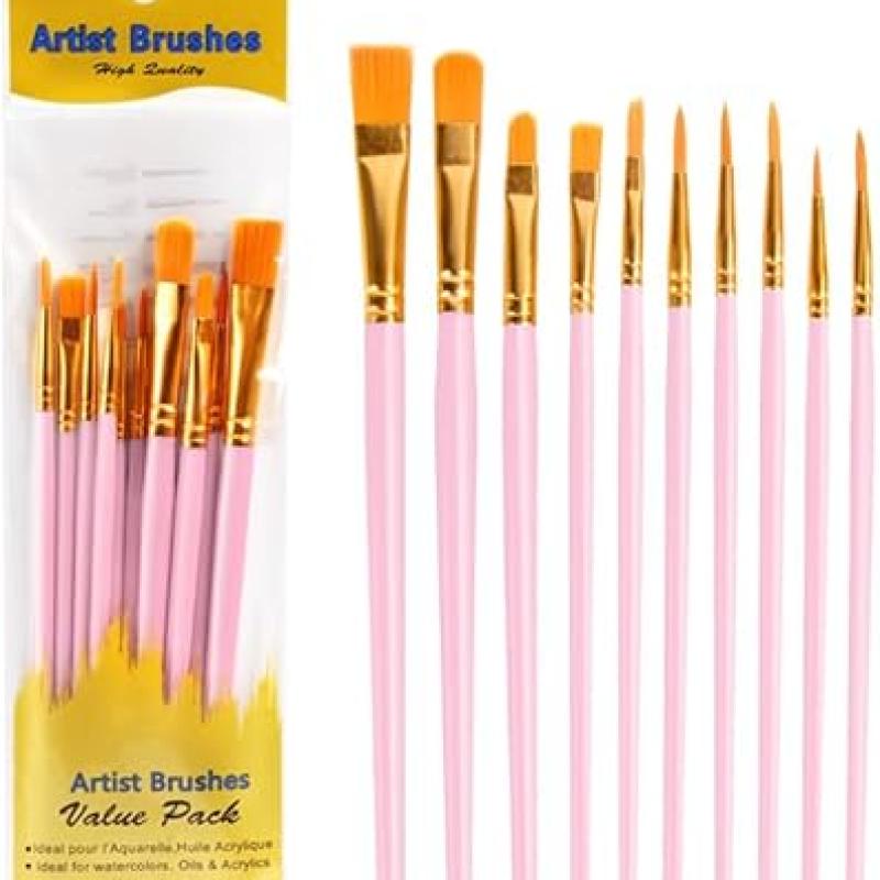 Art Brush Set – 9 Pcs, Nylon Bristles