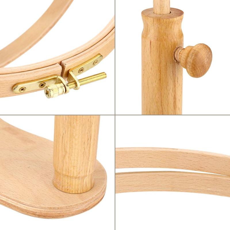 حامل طارة تطريز خشبي قابل للتعديل مع قاعدة