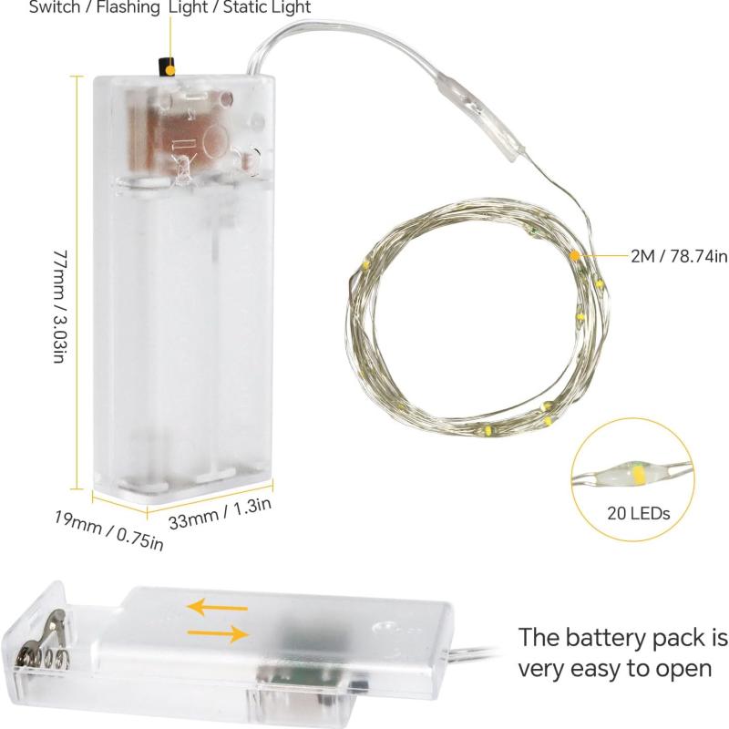 LED Fairy String Lights 20 LEDs Battery Operated