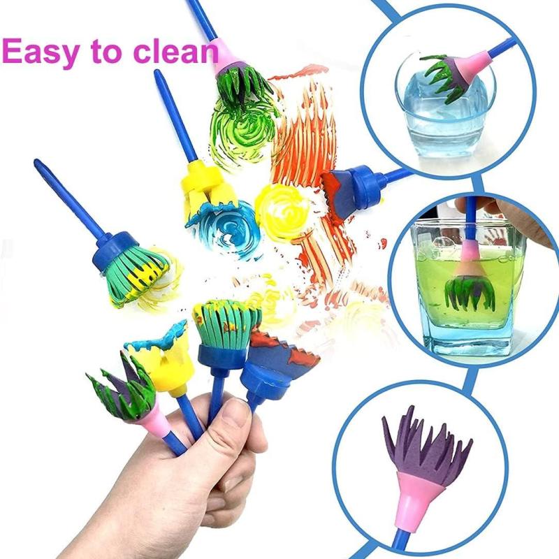 Children’s Washable Paintbrush Set – 4 Pcs Sponge Brushes