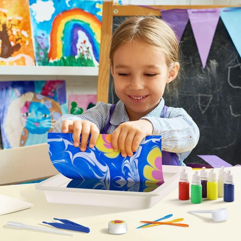 طقم الرسم المائي ماربلينغ للأطفال