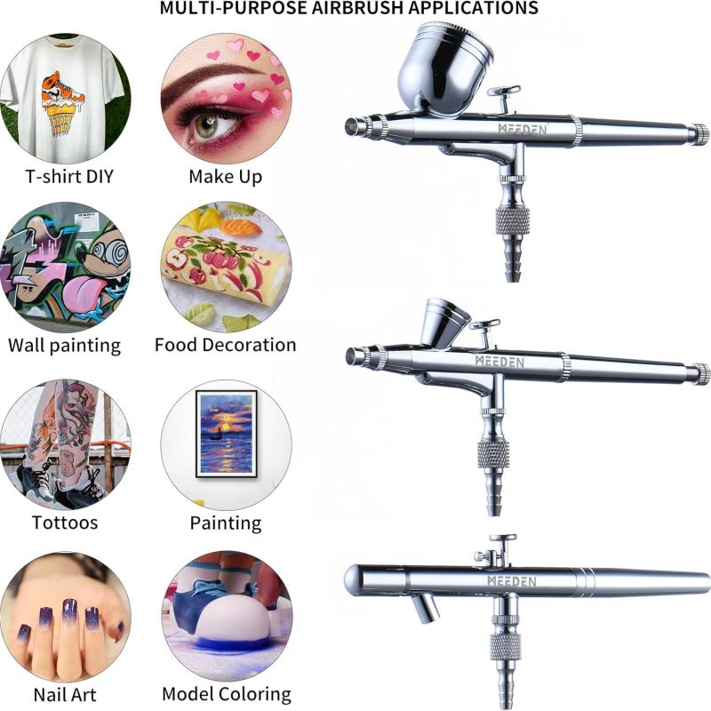 مجموعة مسدسات رش الايربرش من ميدن بثلاثة مقاسات ابر ونظام تحكم مزدوج