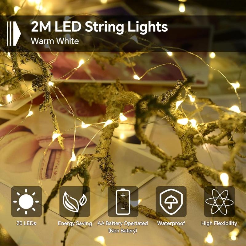LED Fairy String Lights 20 LEDs Battery Operated