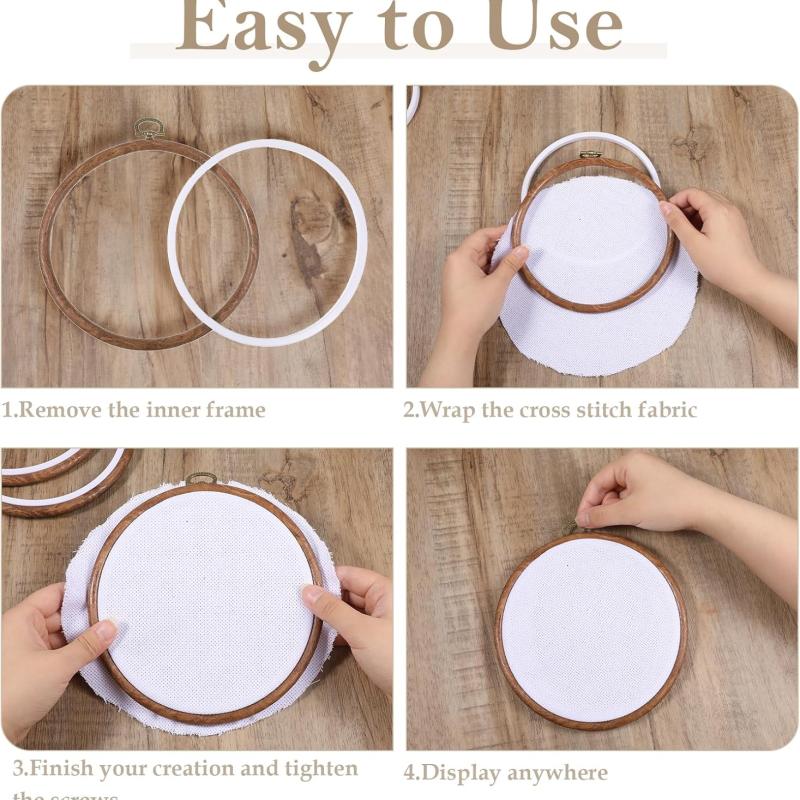 Round Wood Grain Embroidery Hoop Retro Cross Stitch Frame