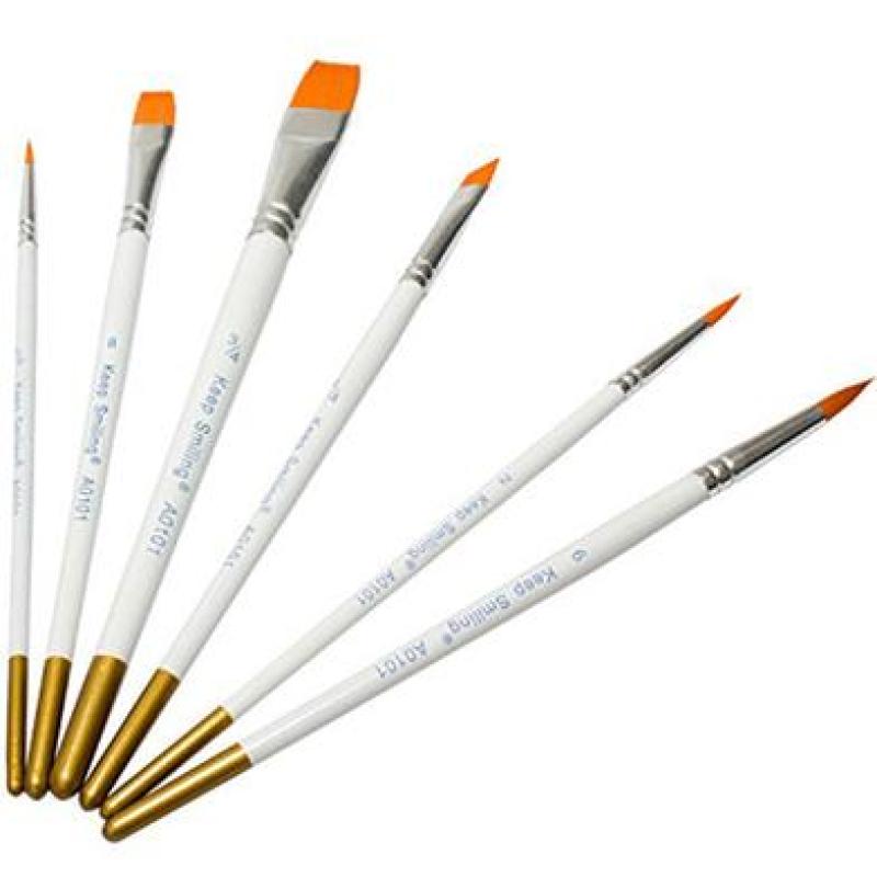 Keep Smiling 5-Piece Paint Brush Set – Angled, Round & Filbert