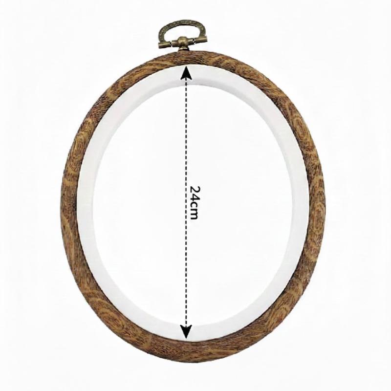 طارة تطريز بيضاوية بنقشة خشب