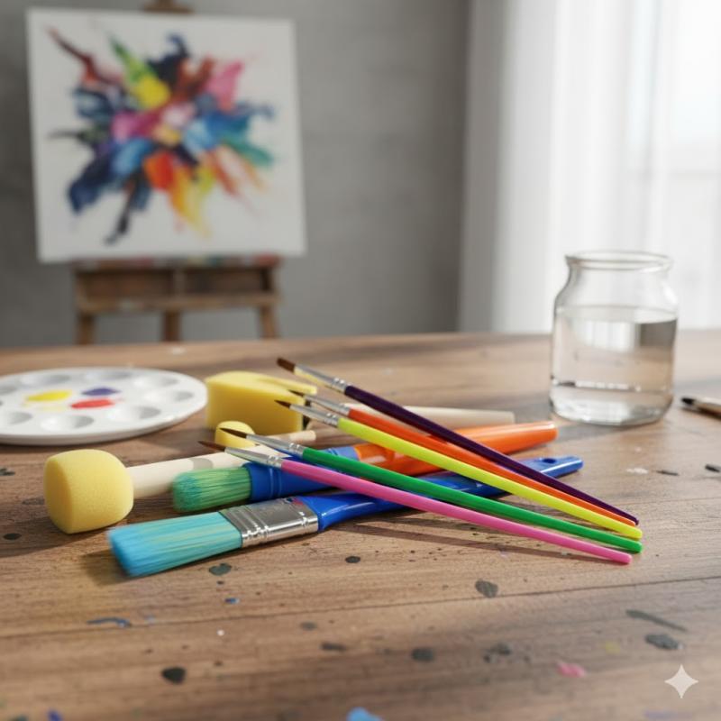 Krafty Kids Paint Brush and Sponge Set – Art Tools for Kids